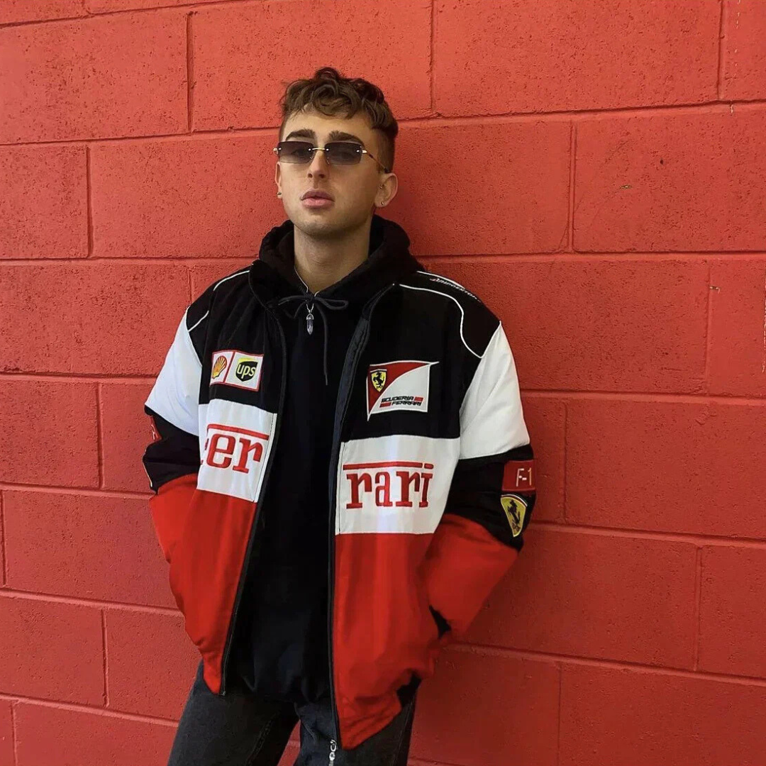 Veste Ferrari Vintage – Style Racing Unisexe, Vêtement Sport Rétro pour Fans Formule 1