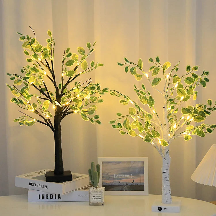 Guirlande LED Arbre de Noël avec Feuilles Vertes - Décoration Lumineuse Festive