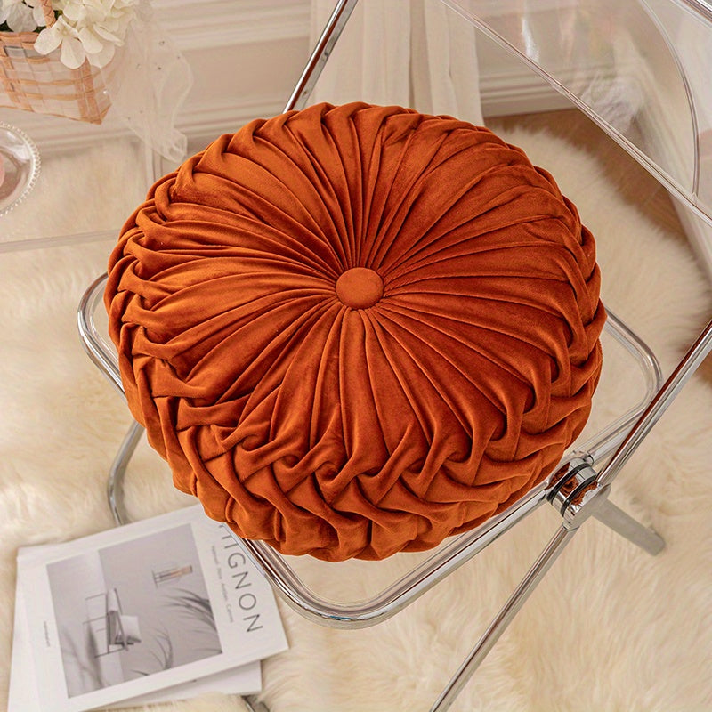 Coussin en Velours Rond en Forme de Citrouille | Coussin Tissé Doux pour Canapé et Chaise de Bureau | Housse Lavable, Coussin Décoratif pour Salon et Chambre