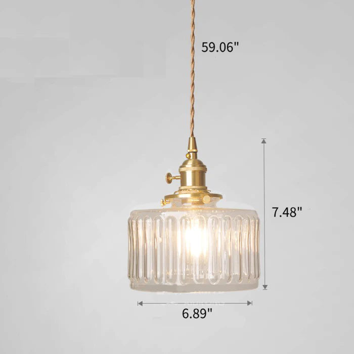 Lampe à suspension vintage en cristal – Élégance intemporelle avec abat-jour en verre