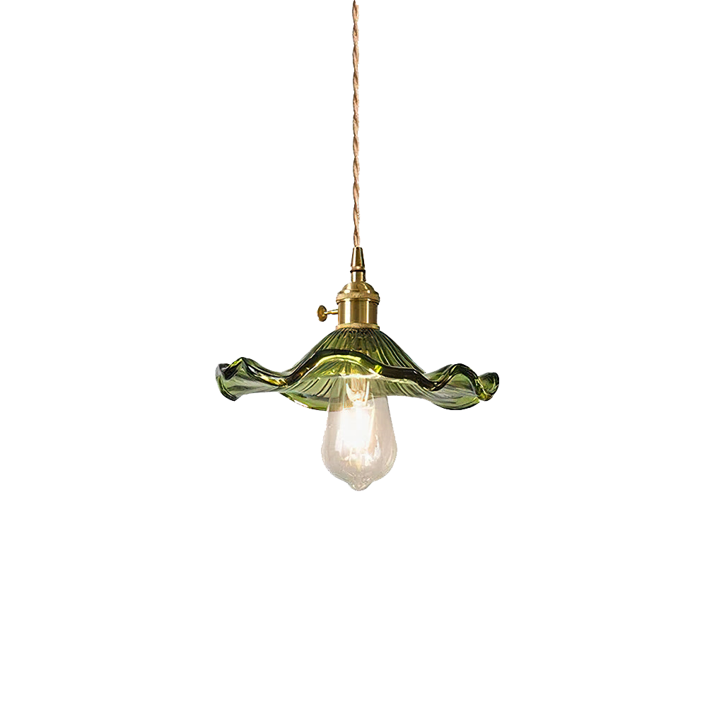 Suspension LED en Verre Floral – Élégance et Ambiance Chaleureuse E27