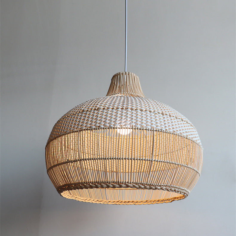 Lampe Suspendue Tressée en Rattan Naturel – Applique de Plafond Élégante et Organique