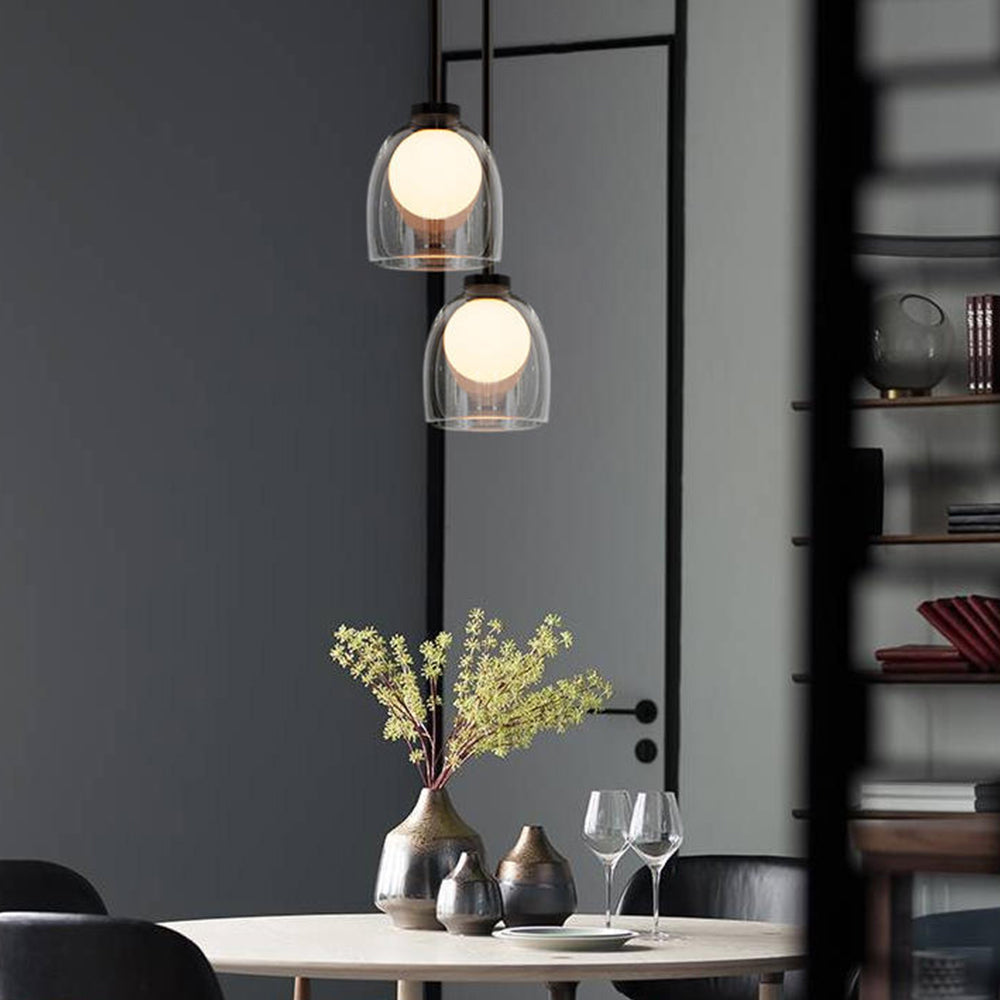 Suspension Moderne en Verre avec Abat-jour Transparent ou Fumé – Éclairage Élégant et Raffiné