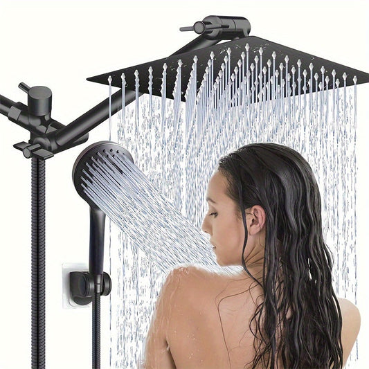 Douche à effet de pluie double à haute pression avec pulvérisateur à main