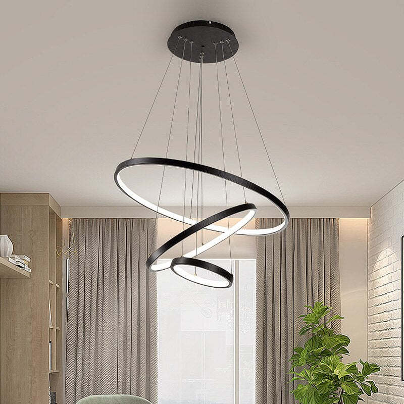 Lampe Suspension Moderne Yumanira avec 3 Anneaux – Éclairage Design LED, Réglable avec Télécommande
