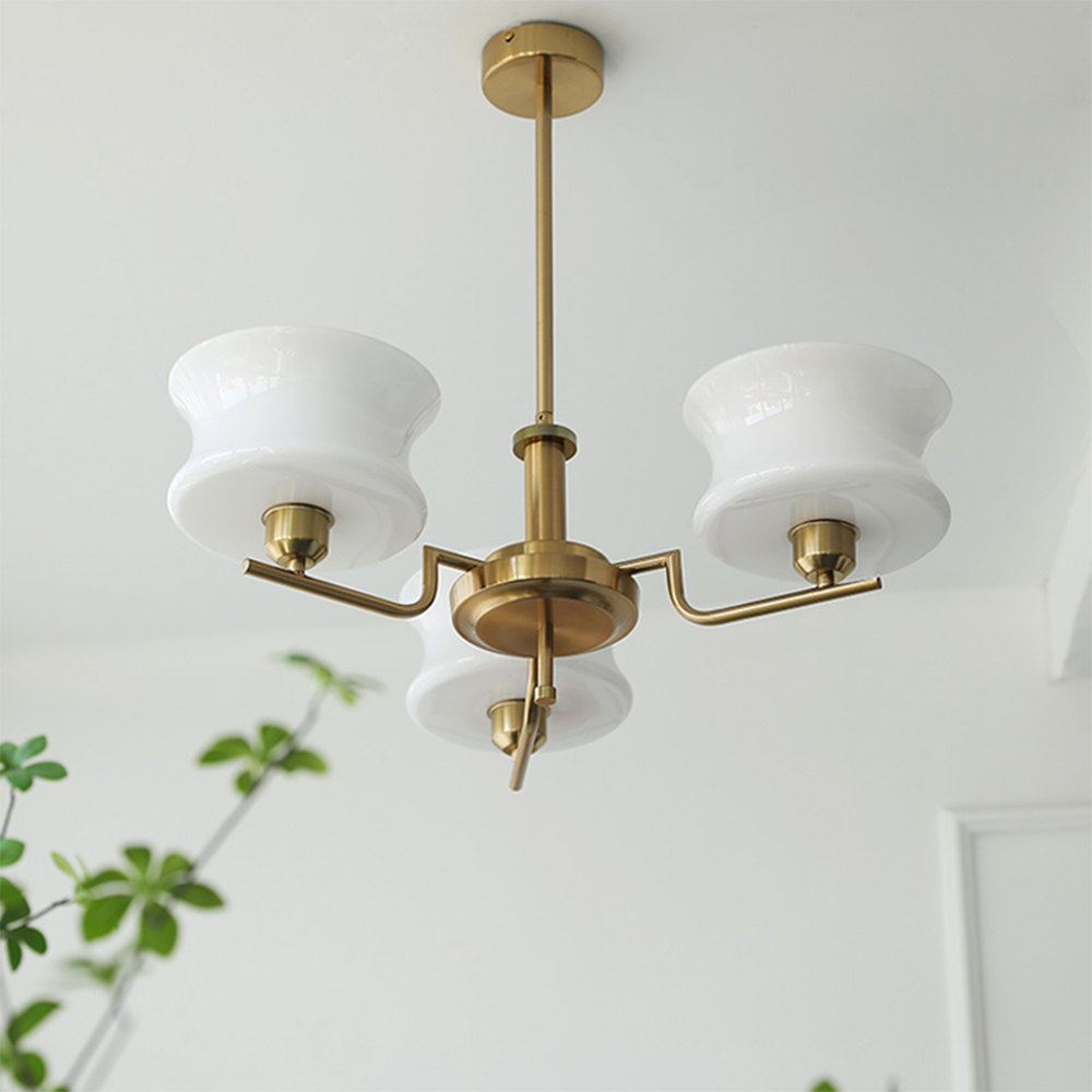 Suspension Vintage en Or Naturel - Lustre Élégant en Métal et Verre