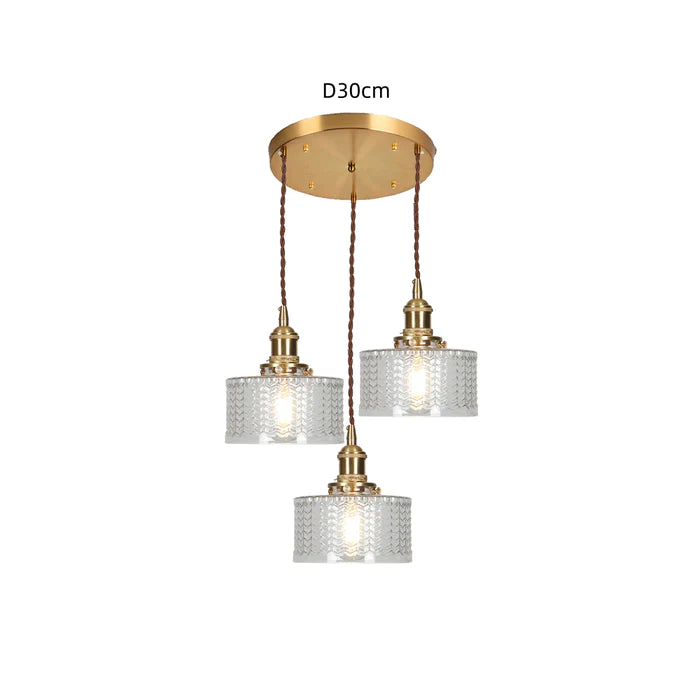 Lampe à suspension vintage en cristal – Élégance intemporelle avec abat-jour en verre