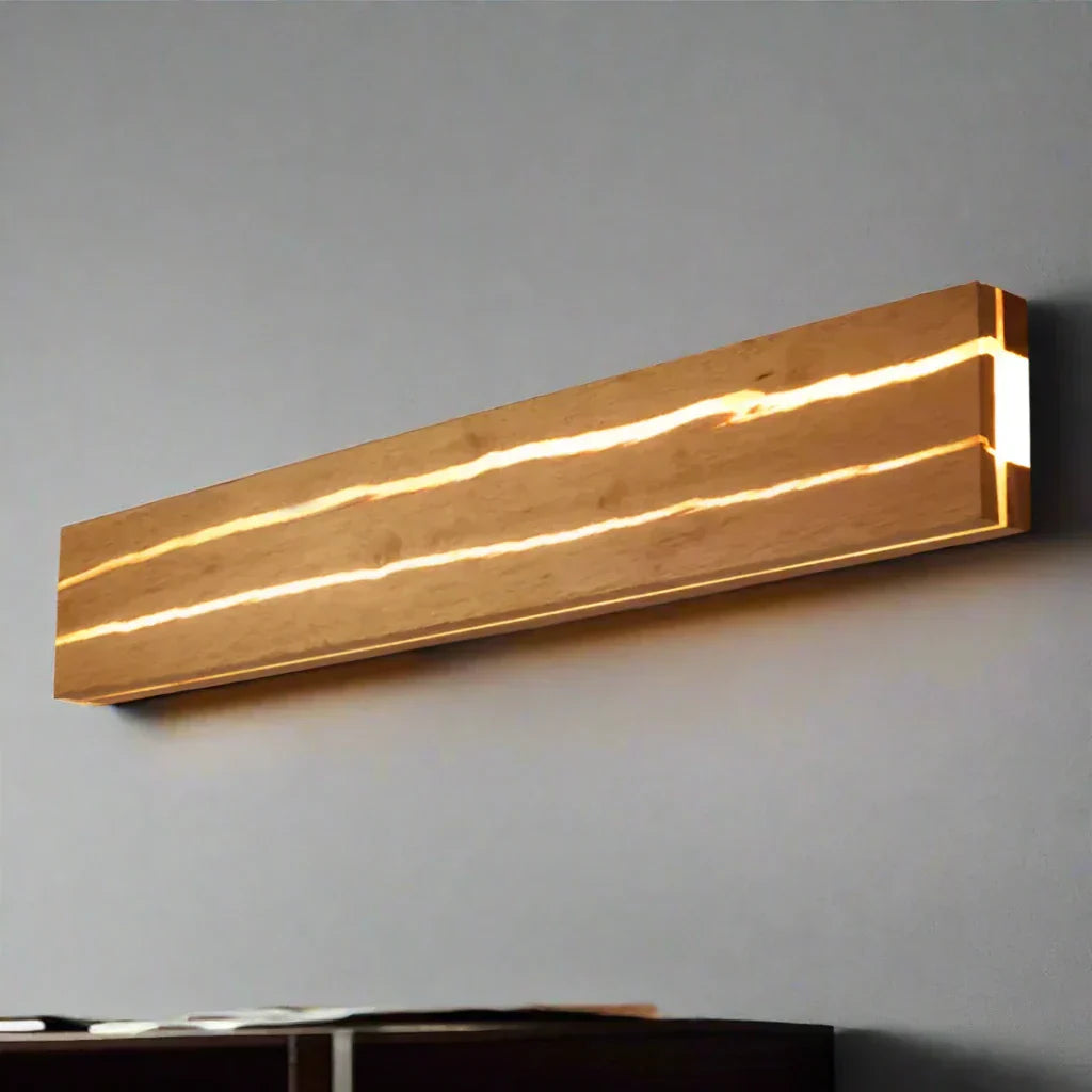 Lampe Murale Moderne en Bois avec Motif Fissuré - Éclairage LED Élégant pour Salon et Chambre