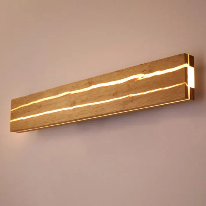 Lampe Murale Moderne en Bois avec Motif Fissuré - Éclairage LED Élégant pour Salon et Chambre