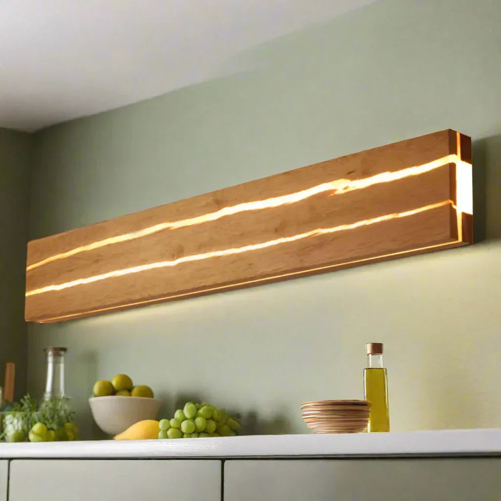 Lampe Murale Moderne en Bois avec Motif Fissuré - Éclairage LED Élégant pour Salon et Chambre