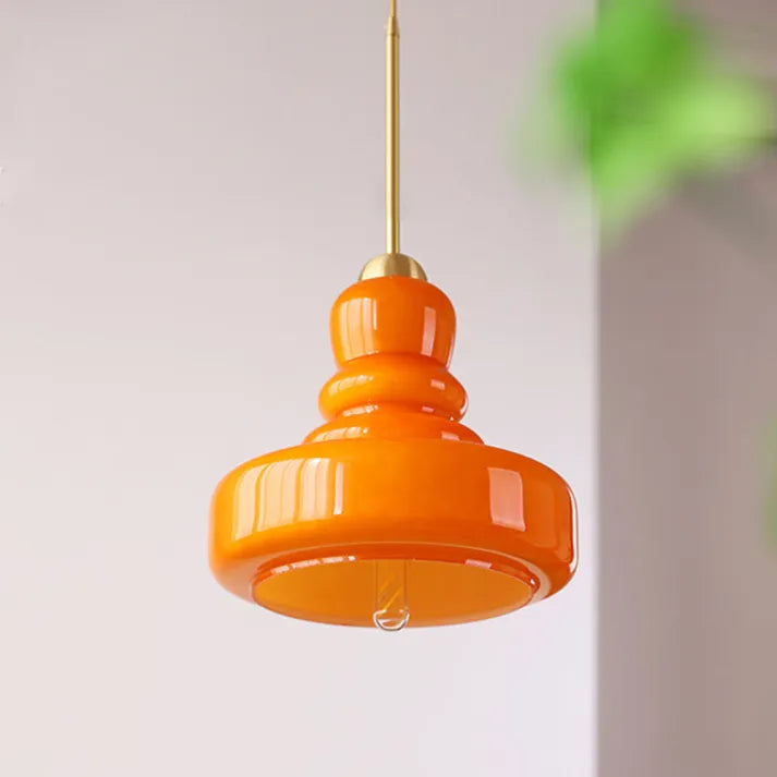 Lampe Pendante Bauhaus Kürbis en Verre - Design Élégant avec Détails en Laiton ou Fer