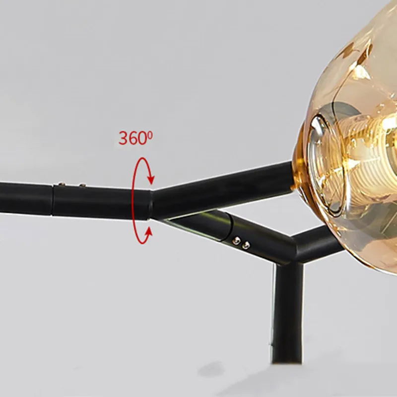 Chandelier Plafonnier en Verre Soufflé LED - Éclairage Moderne et Élégant pour Salon et Chambre