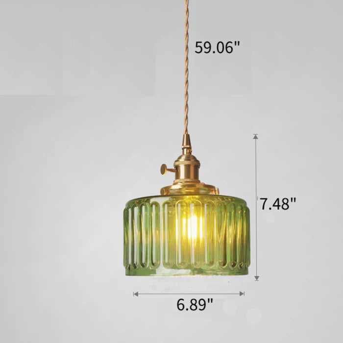 Lampe à suspension vintage en cristal – Élégance intemporelle avec abat-jour en verre