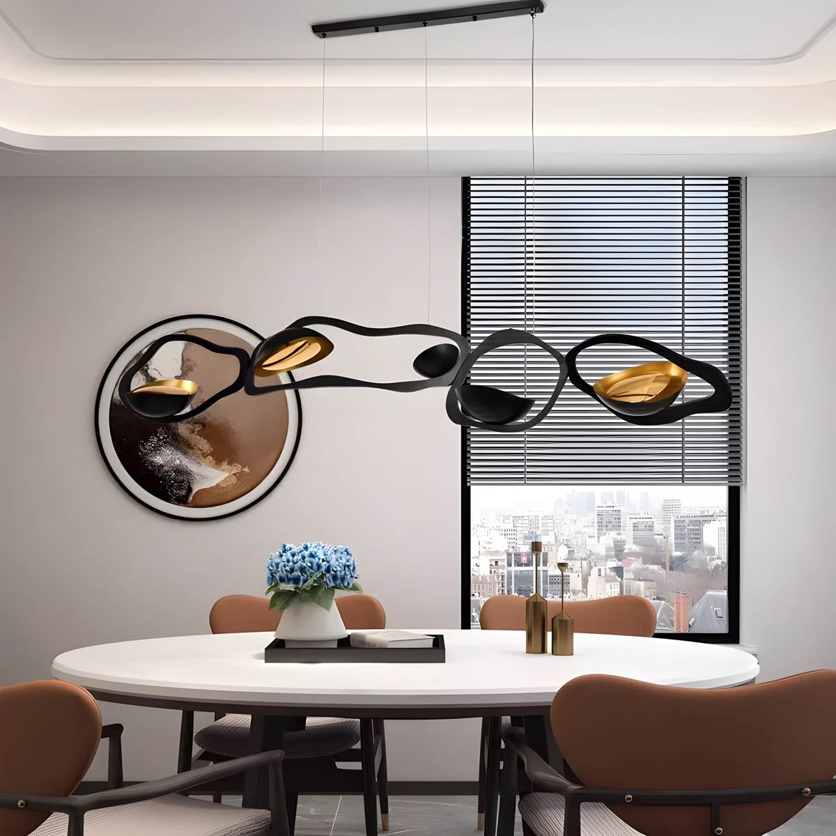 Suspension Moderne Artistique – Éclairage LED avec Design Organique