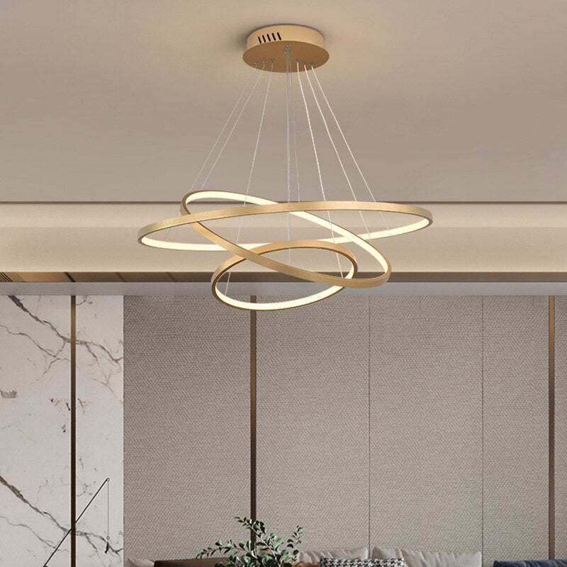 Lampe Suspension Moderne Yumanira avec 3 Anneaux – Éclairage Design LED, Réglable avec Télécommande