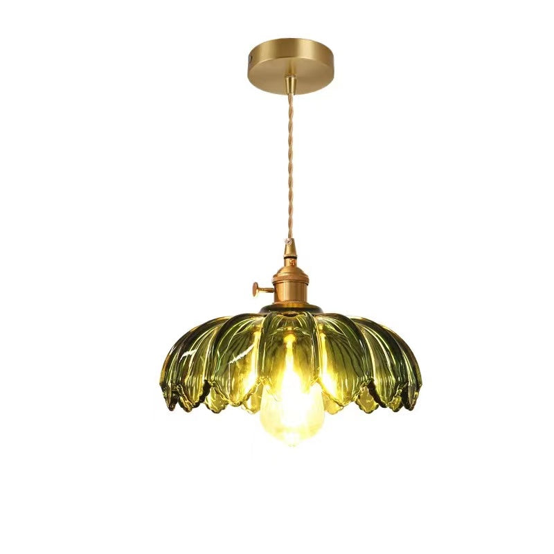 Lampe suspendue en verre translucide avec base en cuivre – Création d'une atmosphère romantique et lumineuse