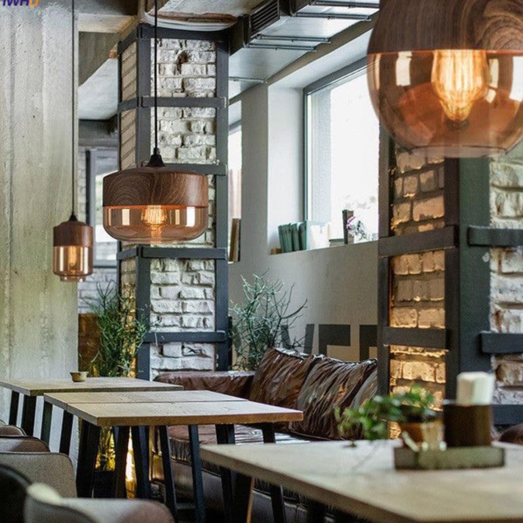 Suspension NordLuna – Élégance Scandinave en Bois et Verre Teinté