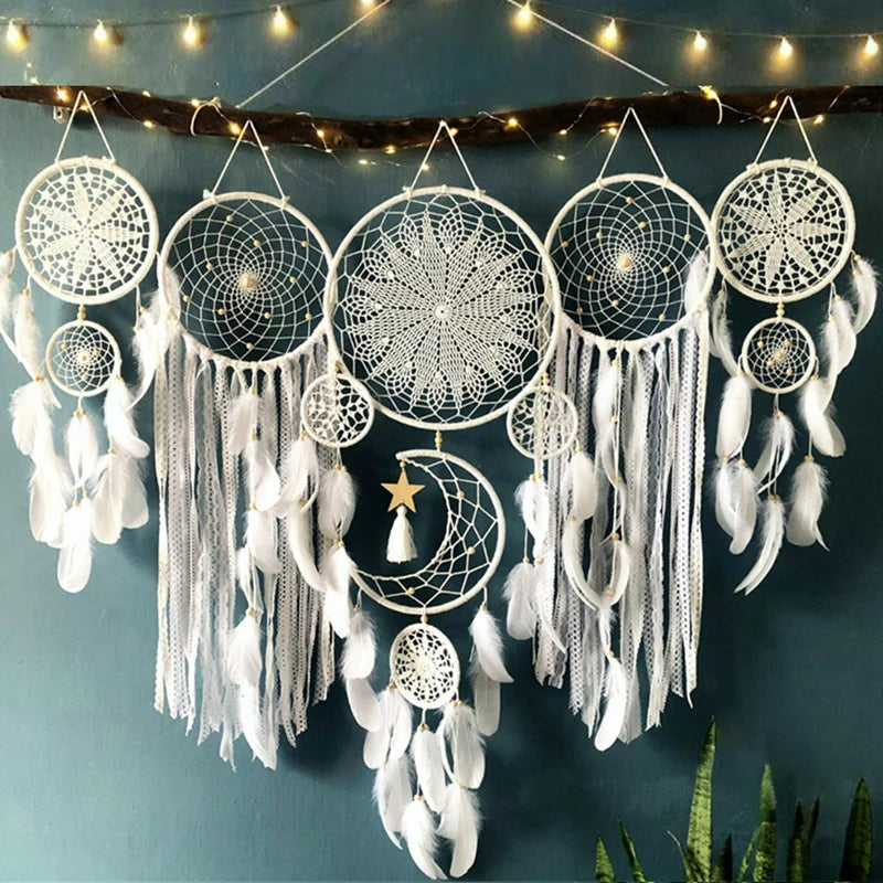 Set de 5 Attrape-Rêves Bohème – Élégance Artisanale et Ambiance Paisible