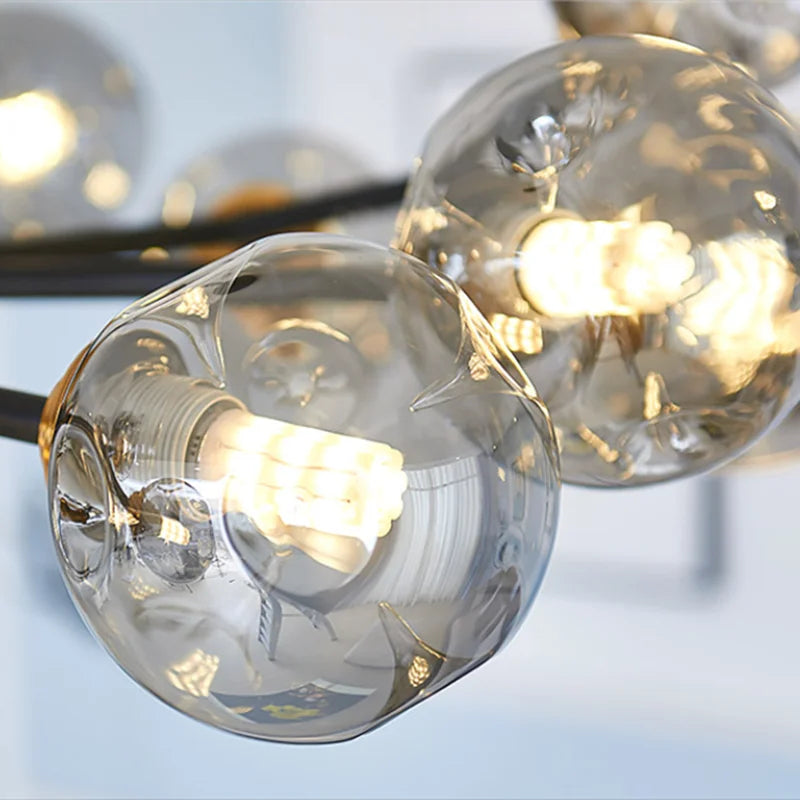 Chandelier Plafonnier en Verre Soufflé LED - Éclairage Moderne et Élégant pour Salon et Chambre