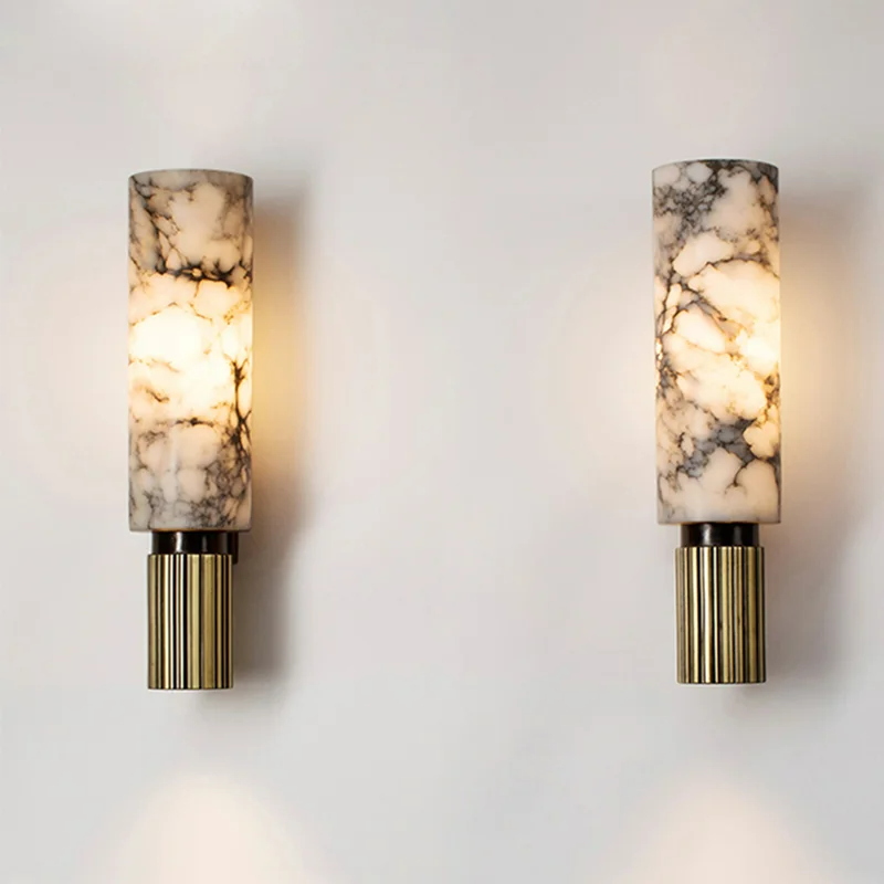 Applique Murale en Marmoré et Cuivre - Élégance Lumineuse LED pour Votre Intérieur