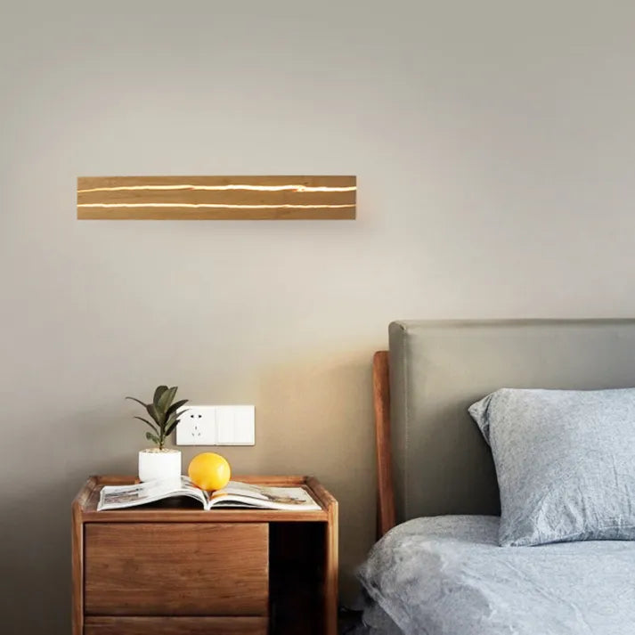 Lampe Murale Moderne en Bois avec Motif Fissuré - Éclairage LED Élégant pour Salon et Chambre