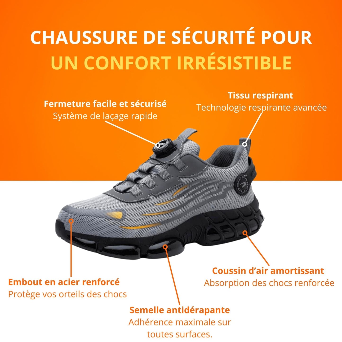 Chaussures de Sécurité SafeCore – Légères, Antidérapantes, Embout Renforcé, Confort Ergonomique