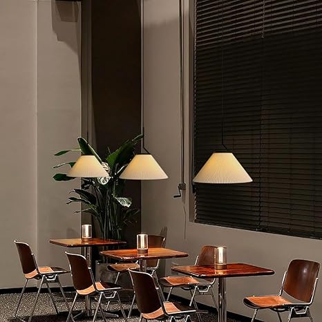 Suspension Nordic Plissée Crème – Design Scandinave Élégant en Tissu LED