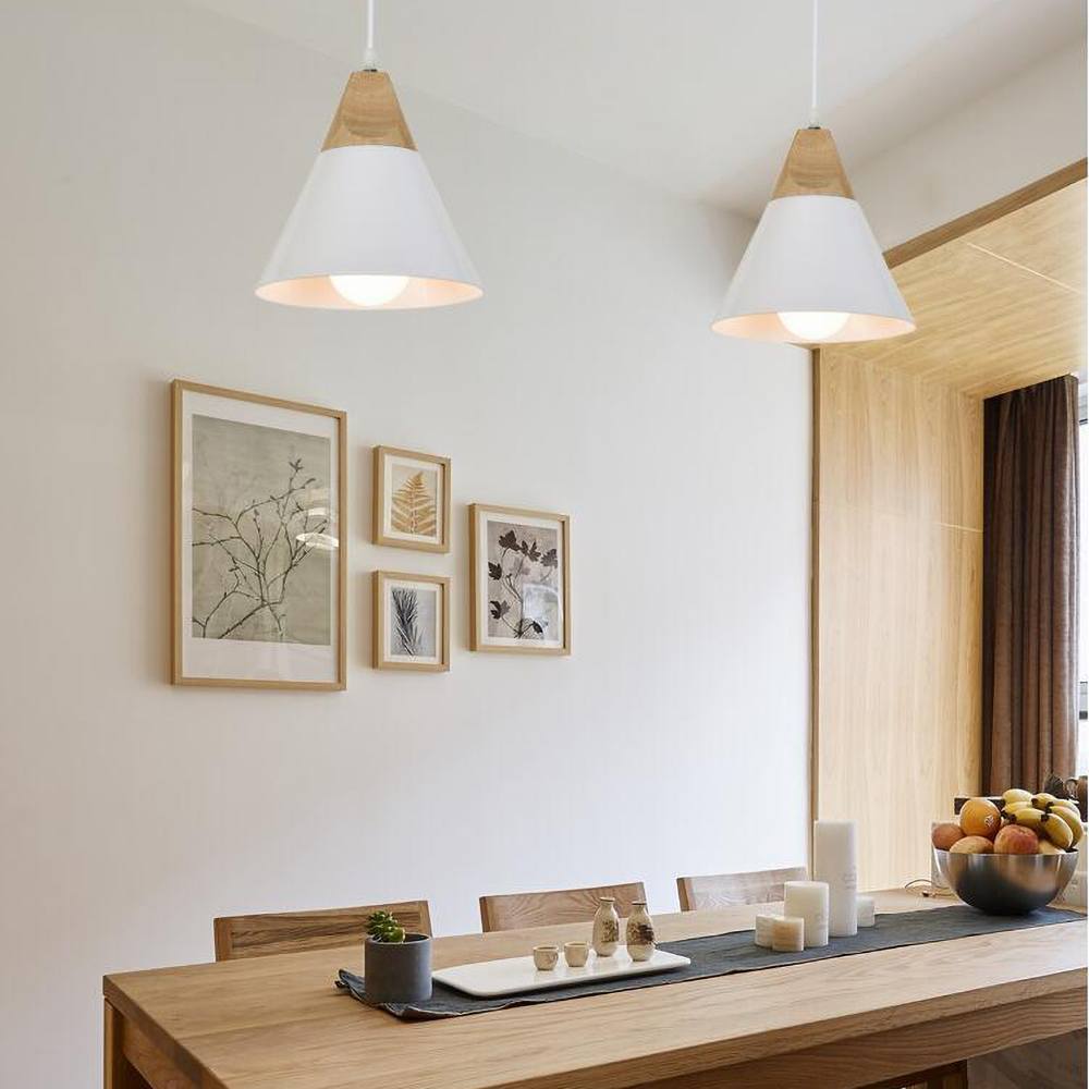 Lampe Pendante Bardais - Design Bois et Métal avec Câble Ajustable