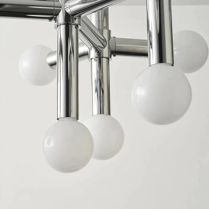 Chandelier Scandinave en Verre – Suspension à Boules de Verre et Finition Chromée