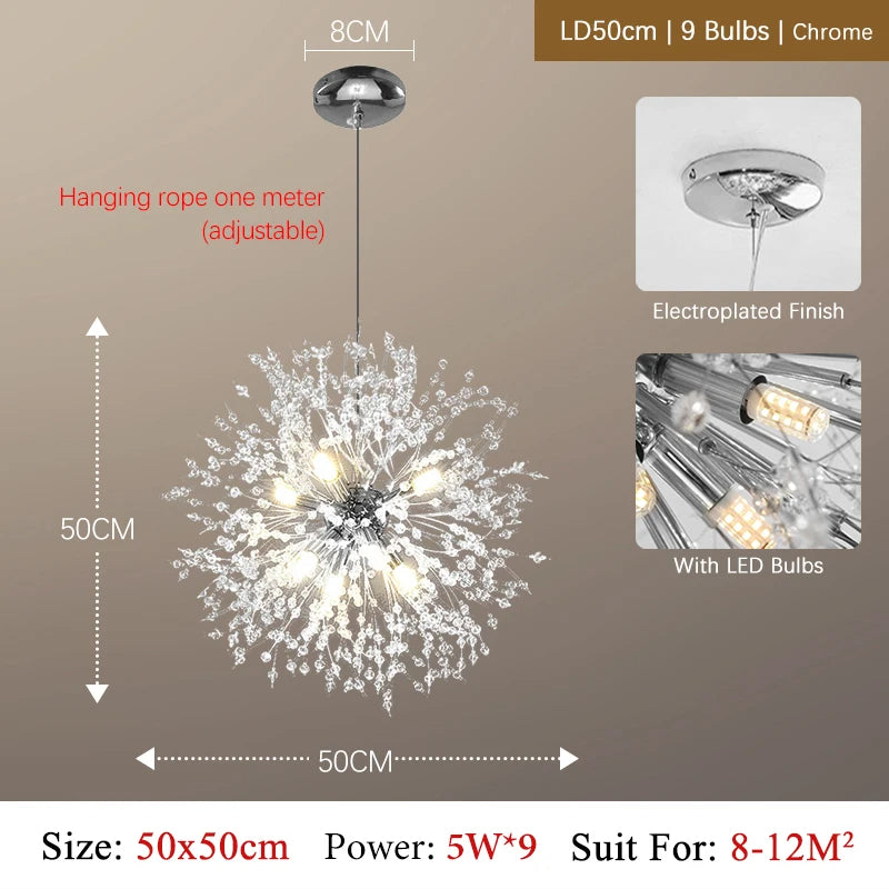 Chandelier LED Cristal Luxe - Design Moderne en Métal Chromé, LED G9, Élégant et Raffiné