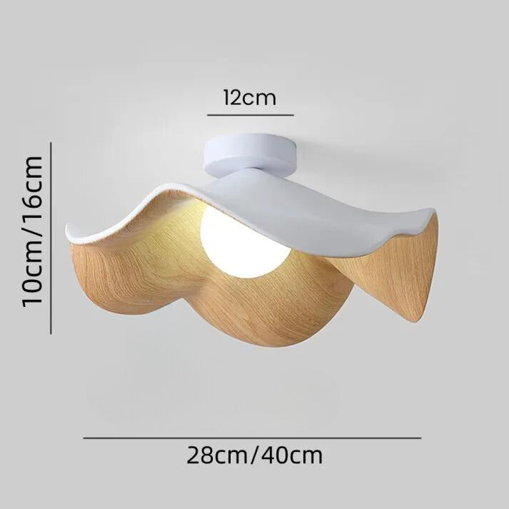 Plafonnier Lotus en Bois Nordic – Lampe Design en Résine et Métal, Inspiration Naturelle pour Salon ou Chambre