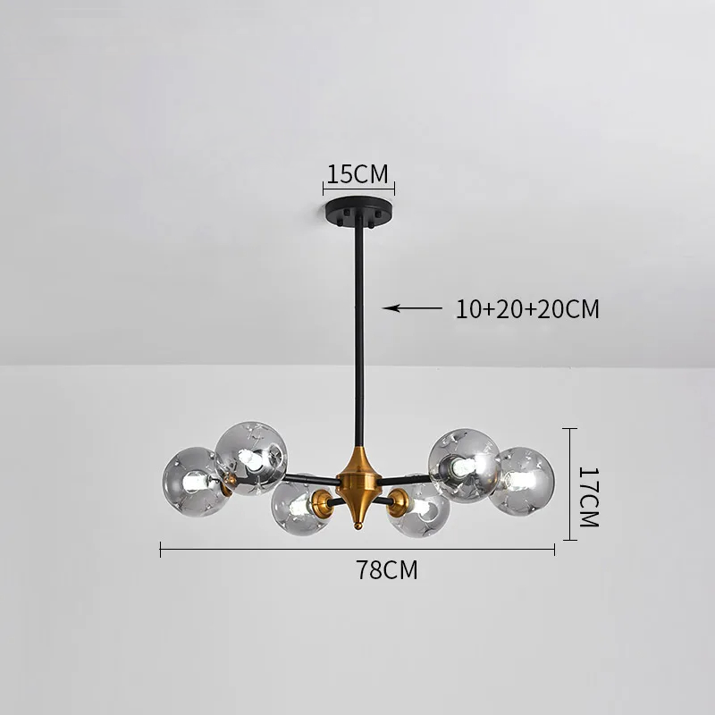 Chandelier Plafonnier en Verre Soufflé LED - Éclairage Moderne et Élégant pour Salon et Chambre