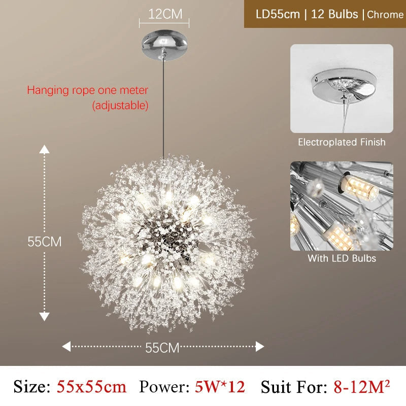 Chandelier LED Cristal Luxe - Design Moderne en Métal Chromé, LED G9, Élégant et Raffiné