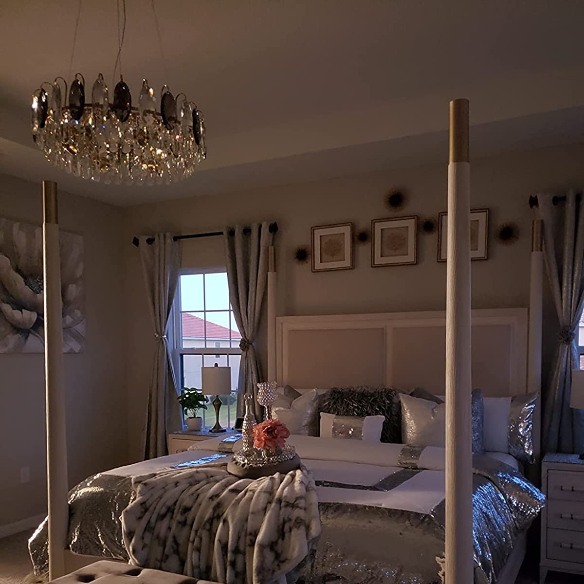Chandelier Cristal K9 - Luminaire Élégant en Métal Rose Gold, LED Dimmable, Plusieurs Tailles