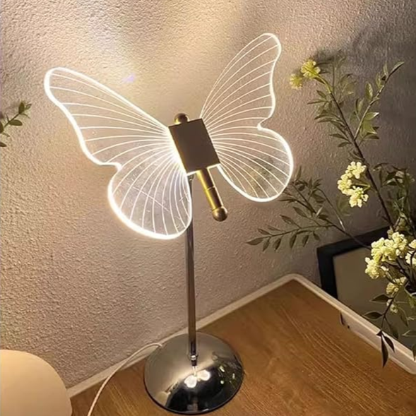 Lampe de Table Papillon Cristal – Éclairage Élégant et Charmant