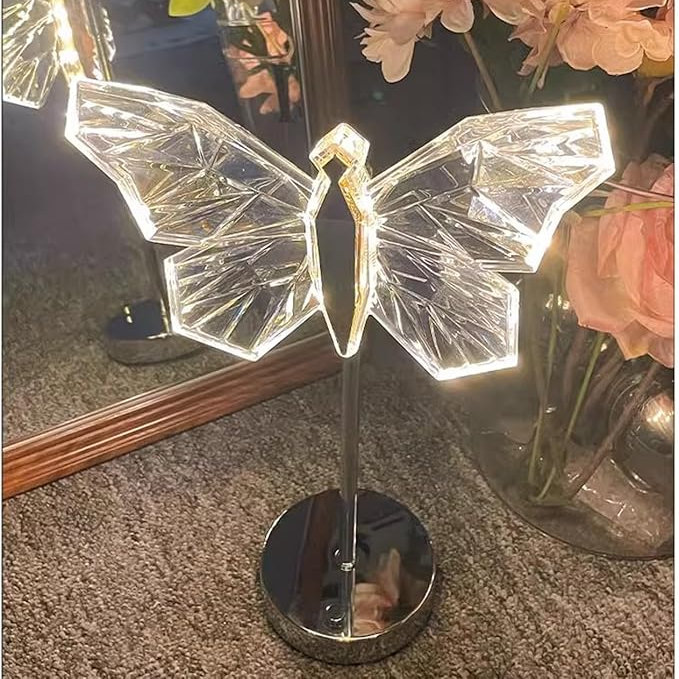 Lampe de Table Papillon Cristal – Éclairage Élégant et Charmant