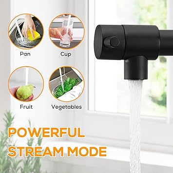 Robinet de cuisine noir mat avec douchette extractible