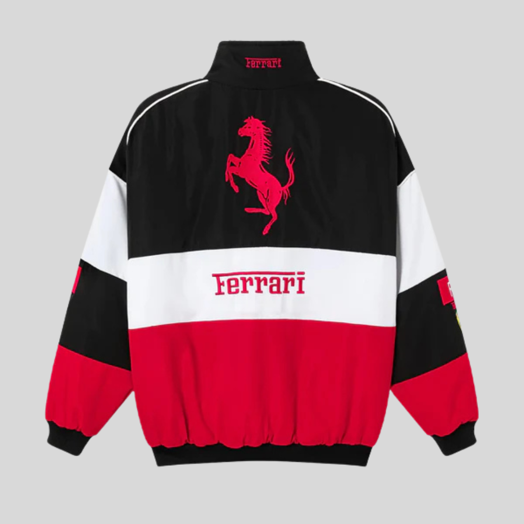 Veste Ferrari Vintage – Style Racing Unisexe, Vêtement Sport Rétro pour Fans Formule 1