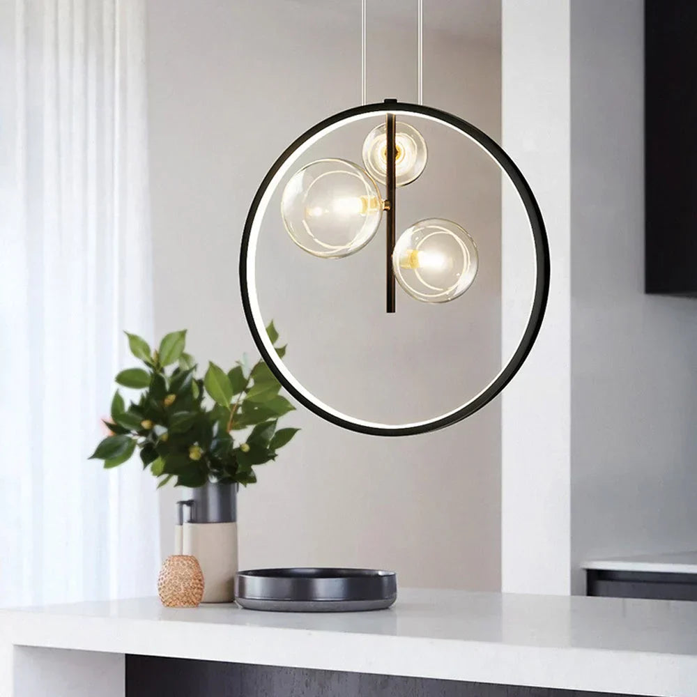Suspension Industrielle en Verre – Lampe Cage Vintage Métal Élévée