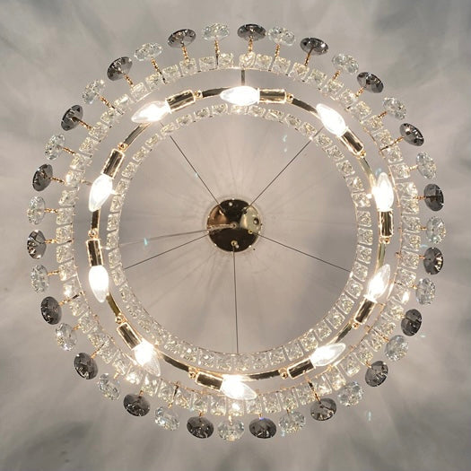 Chandelier Cristal K9 - Luminaire Élégant en Métal Rose Gold, LED Dimmable, Plusieurs Tailles