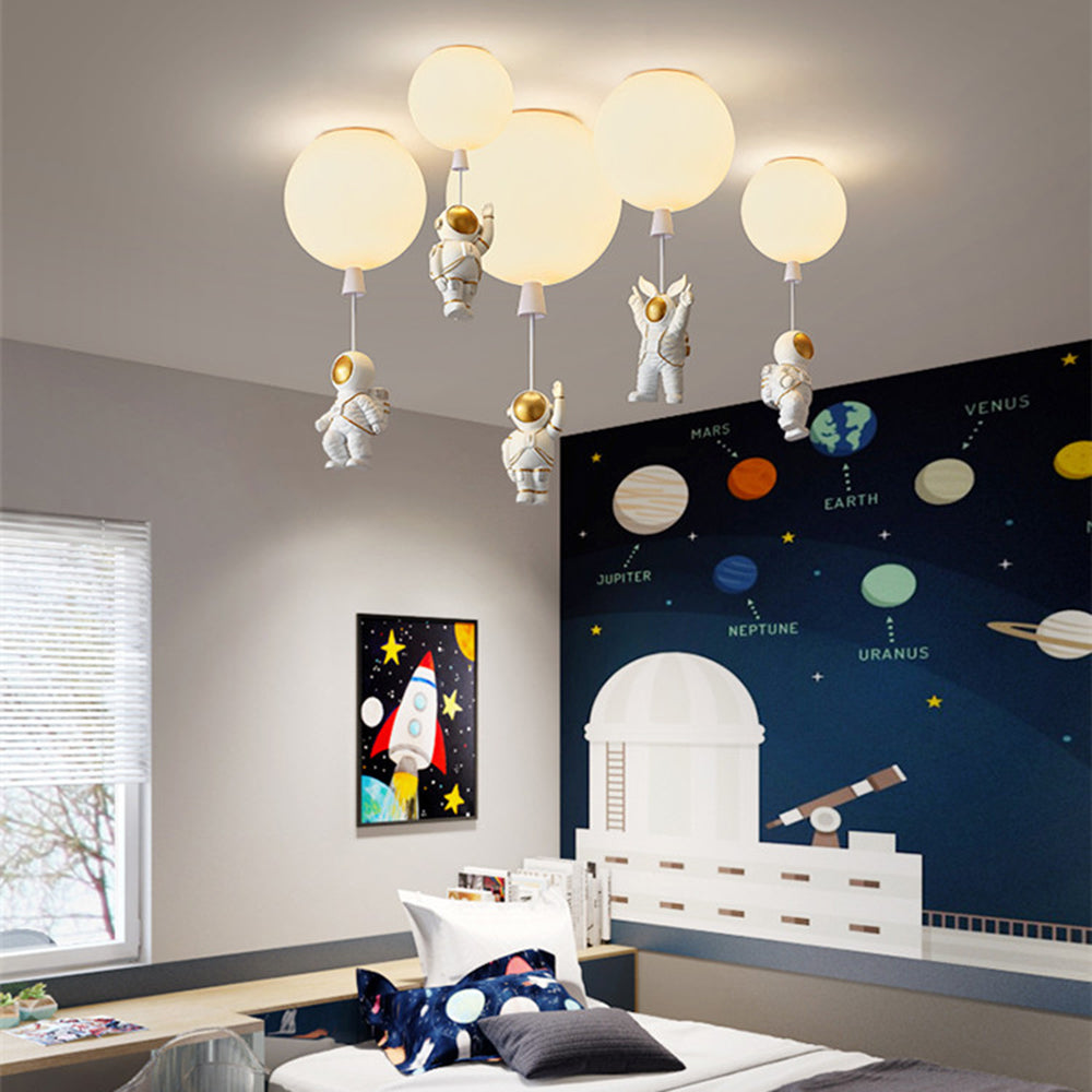 Lampe LED Moderne Lune Astronaute - Suspension Éclairante Unique pour Chambre