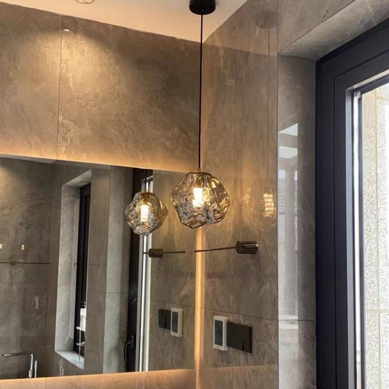 Suspension Lava Glass en Cuivre et Verre – Éclairage LED Moderne