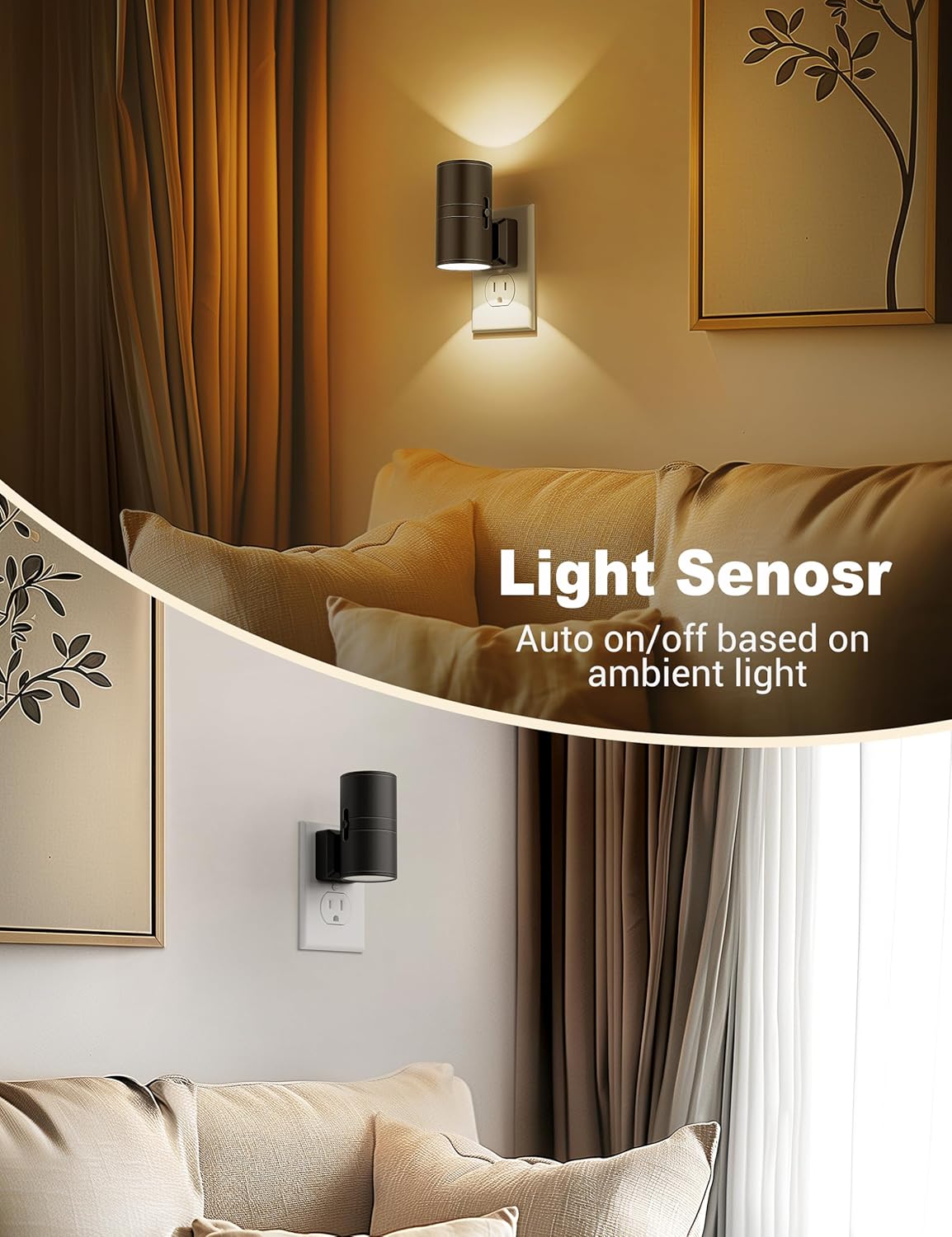 NightNova | Lampe de nuit LED dimmable Plug-In - Luminosité réglable pour chambres et couloirs