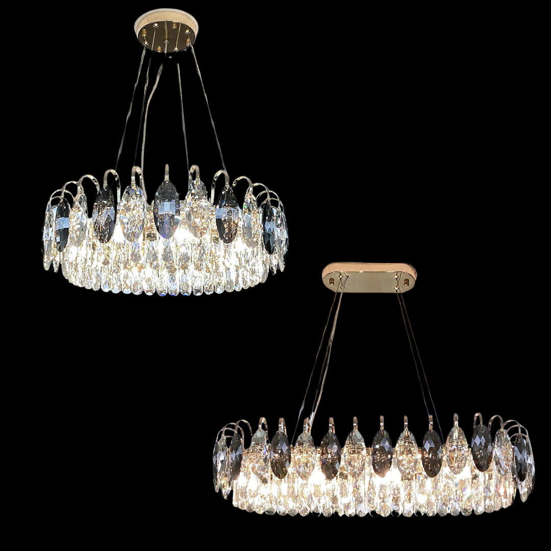 Chandelier Cristal K9 - Luminaire Élégant en Métal Rose Gold, LED Dimmable, Plusieurs Tailles
