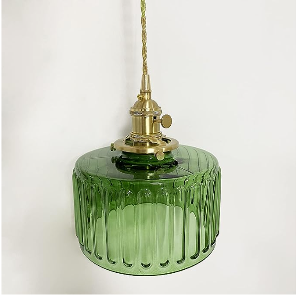 Lampe à suspension vintage en cristal – Élégance intemporelle avec abat-jour en verre
