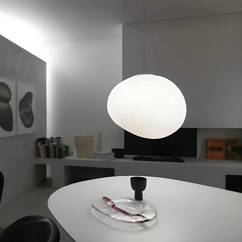 LumiPebble | Suspension Élégante en Verre et Galets