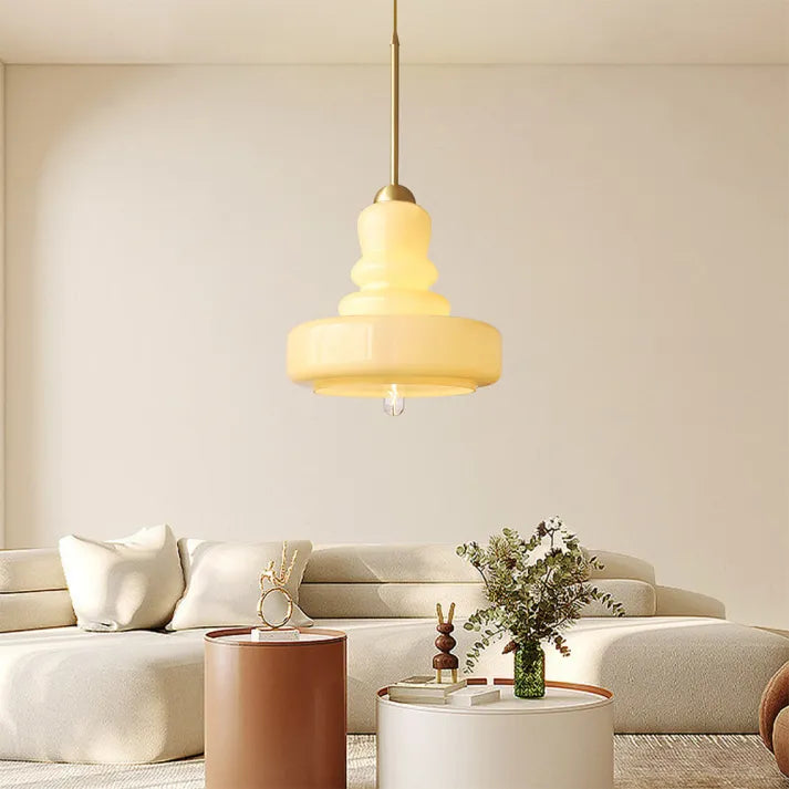 Lampe Pendante Bauhaus Kürbis en Verre - Design Élégant avec Détails en Laiton ou Fer