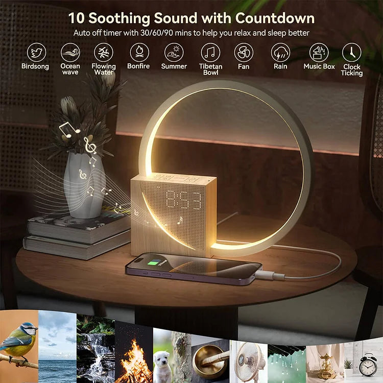 Lampe de Réveil avec Contrôle Tactile – Éclairage de Nuit Moderne en Bois