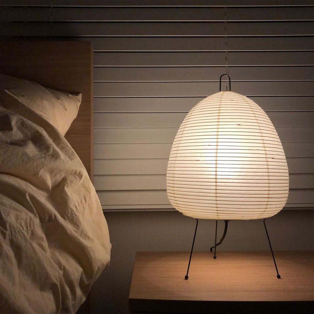 Lampe de Table Akari – Design Inspiré du Japon avec Papier de Murier et Métal