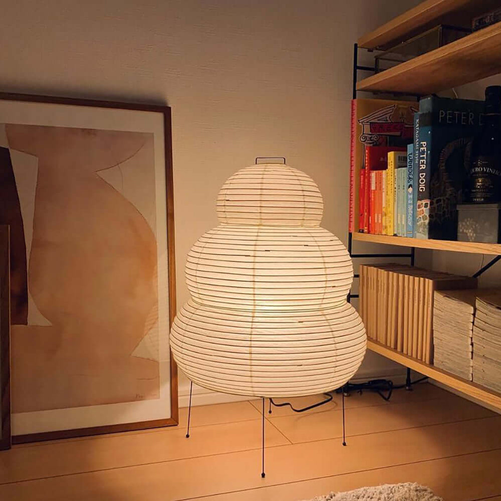 Lampe de Table Akari – Design Inspiré du Japon avec Papier de Murier et Métal